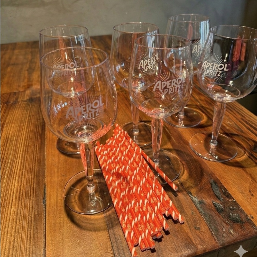 Aperol Spritz Plastic Wine Glass Set x6